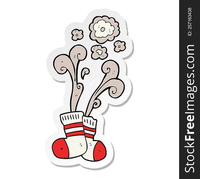 sticker of a cartoon smelly old socks