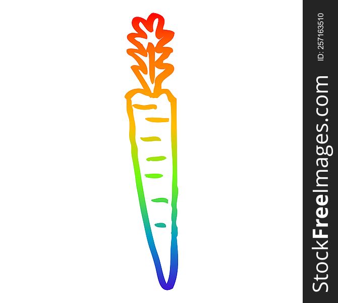 rainbow gradient line drawing of a cartoon doodled carrot