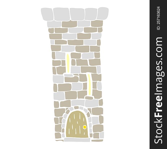 flat color illustration of a cartoon old castle tower