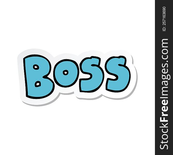 sticker of a cartoon word boss