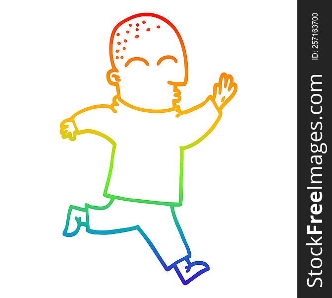 Rainbow Gradient Line Drawing Cartoon Man Running