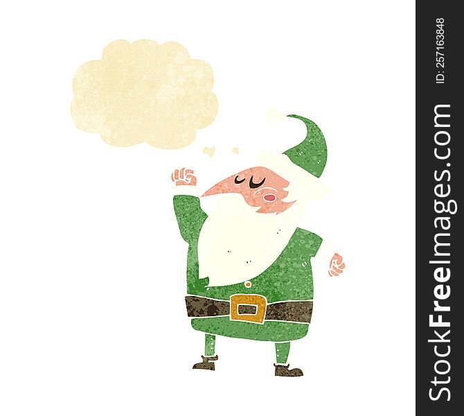 Cartoon Santa Claus Punching Air With Thought Bubble