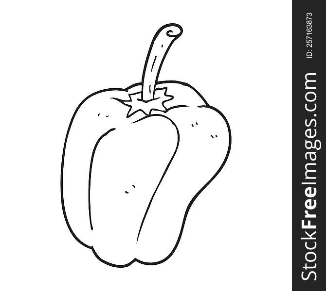 freehand drawn black and white cartoon pepper
