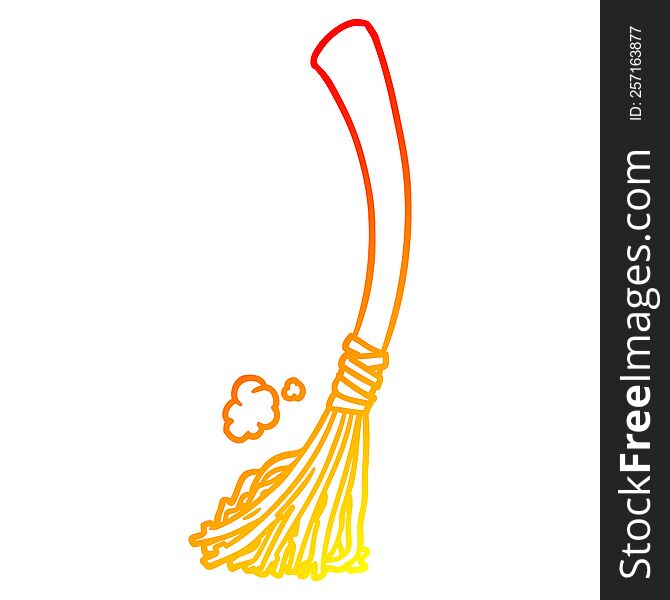 Warm Gradient Line Drawing Halloween Witches Broom