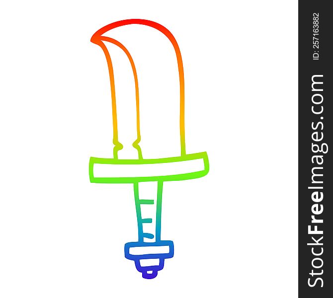 Rainbow Gradient Line Drawing Cartoon Old Dagger