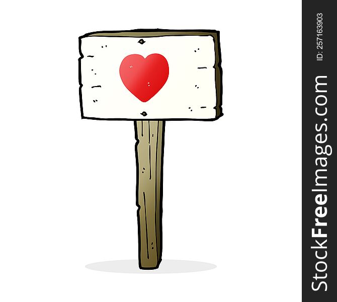 Cartoon Love Heart Sign Post