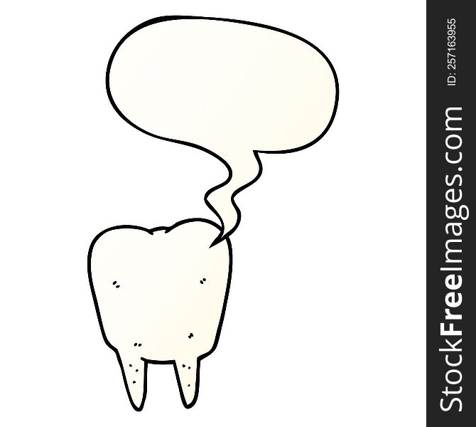 Cartoon Tooth And Speech Bubble In Smooth Gradient Style