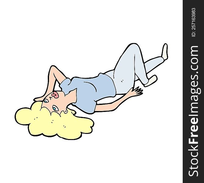 Cartoon Woman Lying On Floor