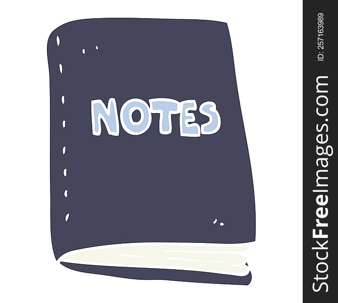 Flat Color Illustration Of A Cartoon Note Book
