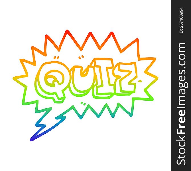 rainbow gradient line drawing of a cartoon font quiz