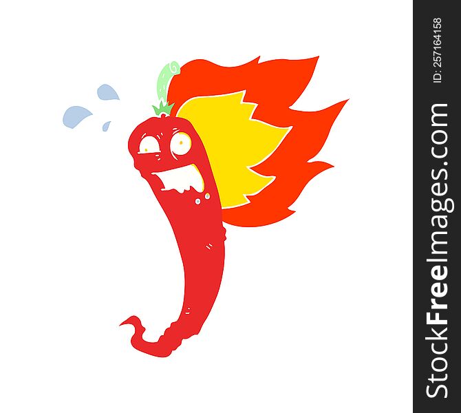 hot chilli pepper flat color illustration of a cartoon
