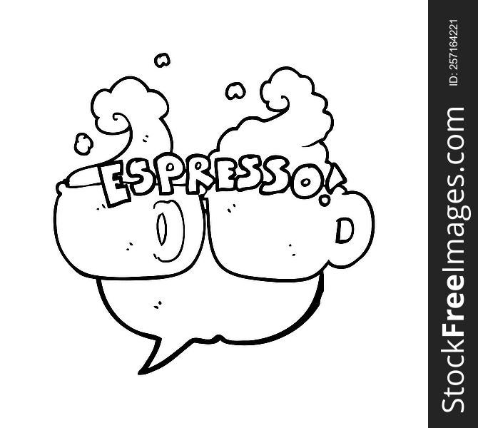 freehand drawn speech bubble cartoon espresso