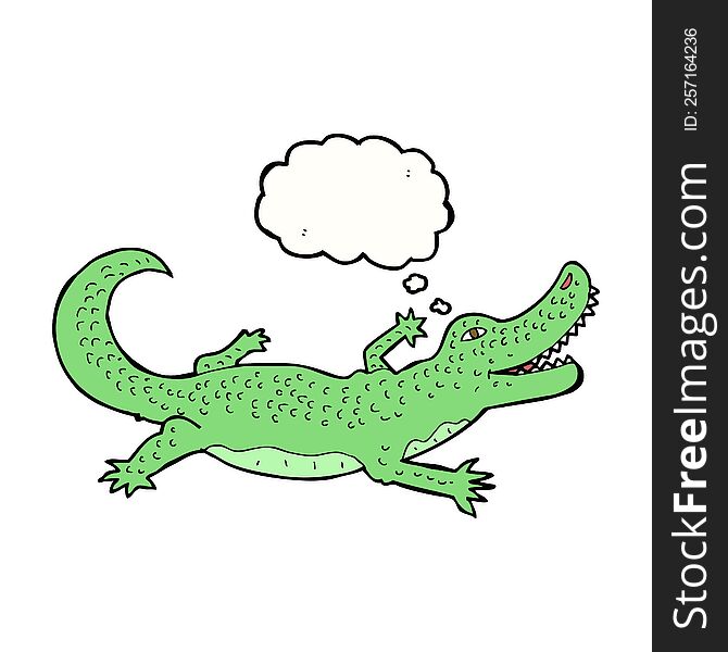 cartoon crocodile with thought bubble