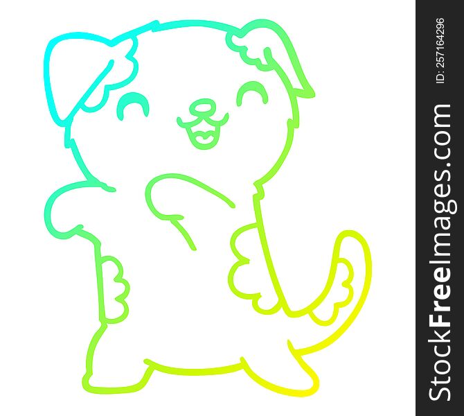 cold gradient line drawing of a cute cartoon puppy