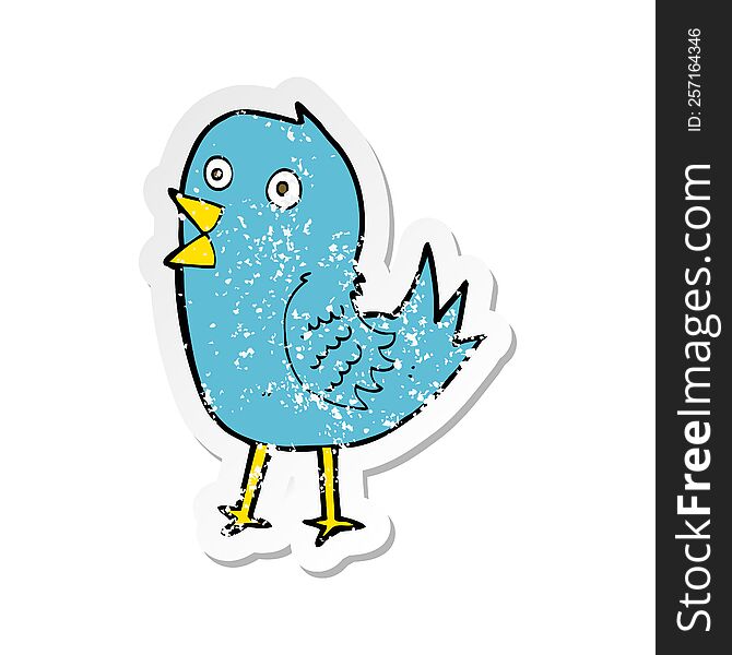 Retro Distressed Sticker Of A Cartoon Bluebird