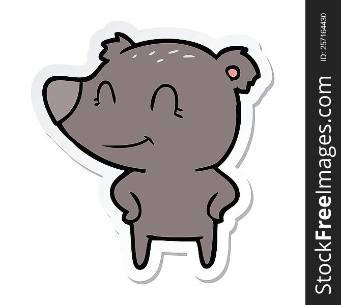 Sticker Of A Friendly Bear With Hands On Hips