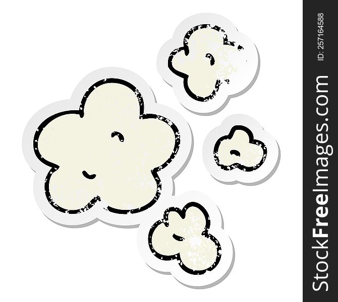 Distressed Sticker Of A Quirky Hand Drawn Cartoon Clouds