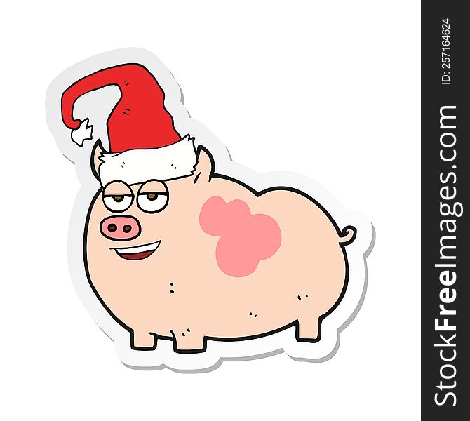 sticker of a cartoon christmas pig