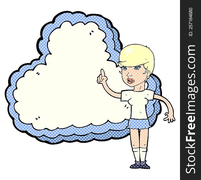 woman with text space cloud