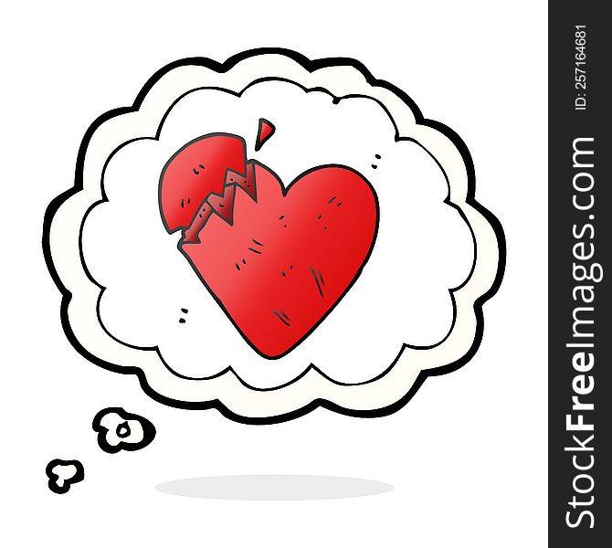 freehand drawn thought bubble cartoon broken heart