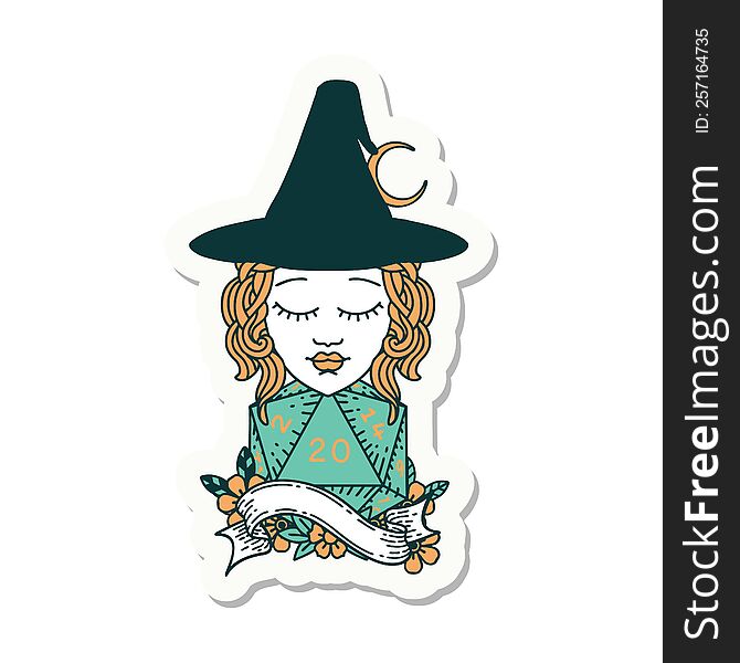 Human Mage With Natural 20 D20 Dice Roll Sticker