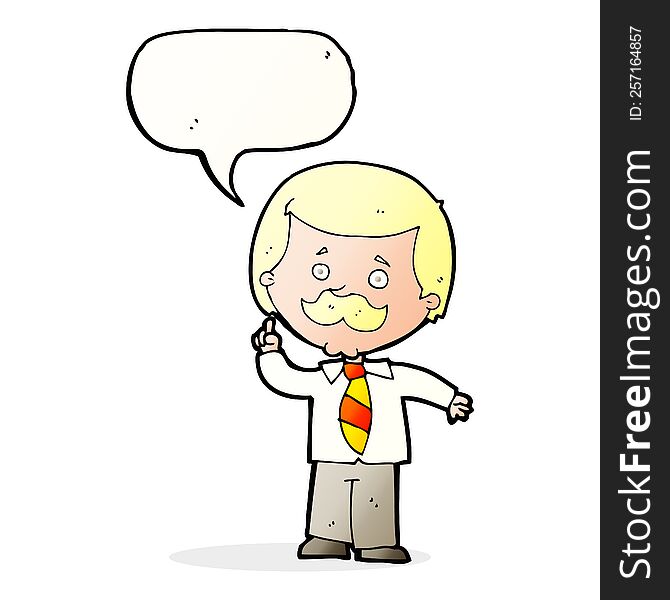 Cartoon Newsreader Man With Idea With Speech Bubble