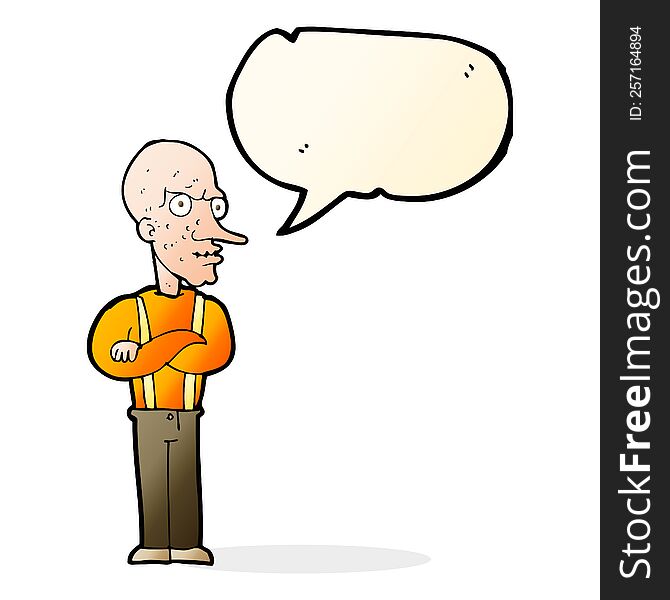 cartoon mean old man with speech bubble