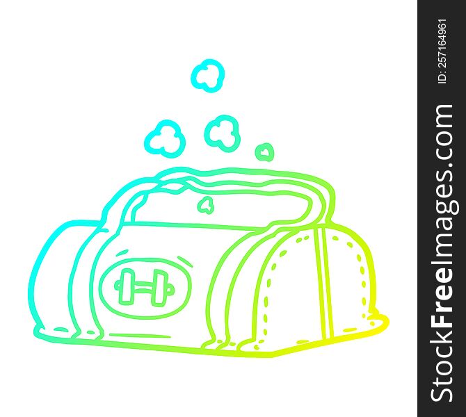 cold gradient line drawing of a cartoon gym bag