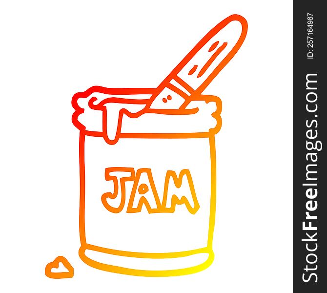 Warm Gradient Line Drawing Cartoon Jam Jar