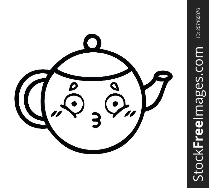 Line Drawing Cartoon Tea Pot
