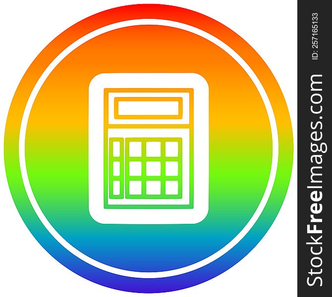 math calculator circular icon with rainbow gradient finish. math calculator circular icon with rainbow gradient finish