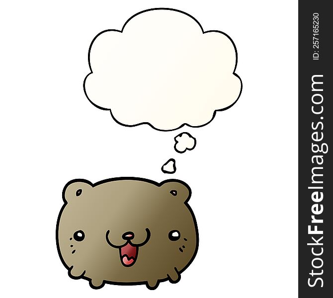 Funny Cartoon Bear And Thought Bubble In Smooth Gradient Style