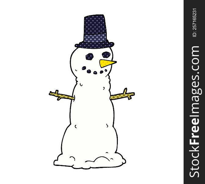 cartoon snowman in top hat