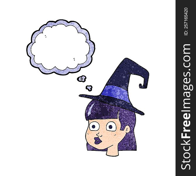 Thought Bubble Textured Cartoon Witch