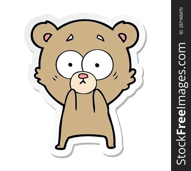 sticker of a anxious bear cartoon