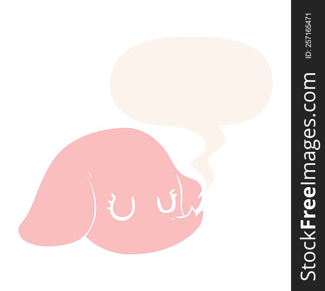 Cartoon Elephant Face And Speech Bubble In Retro Style