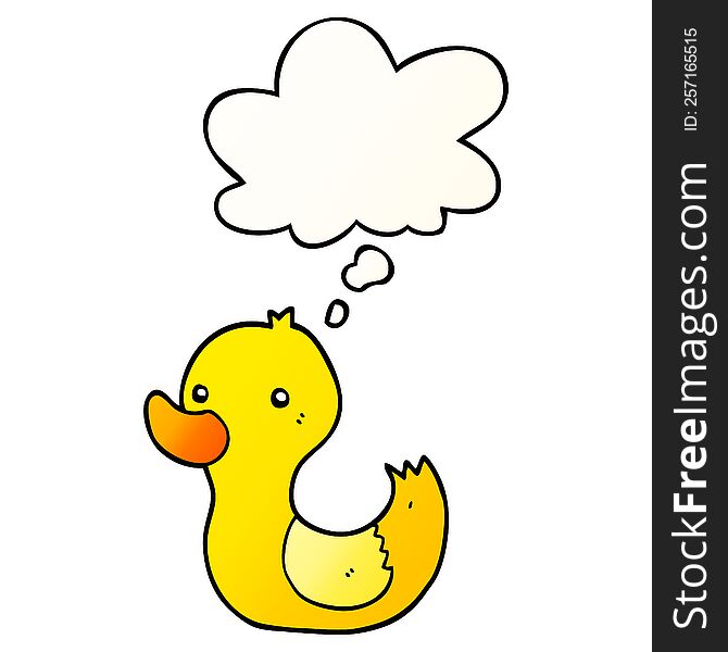 Cartoon Duck And Thought Bubble In Smooth Gradient Style