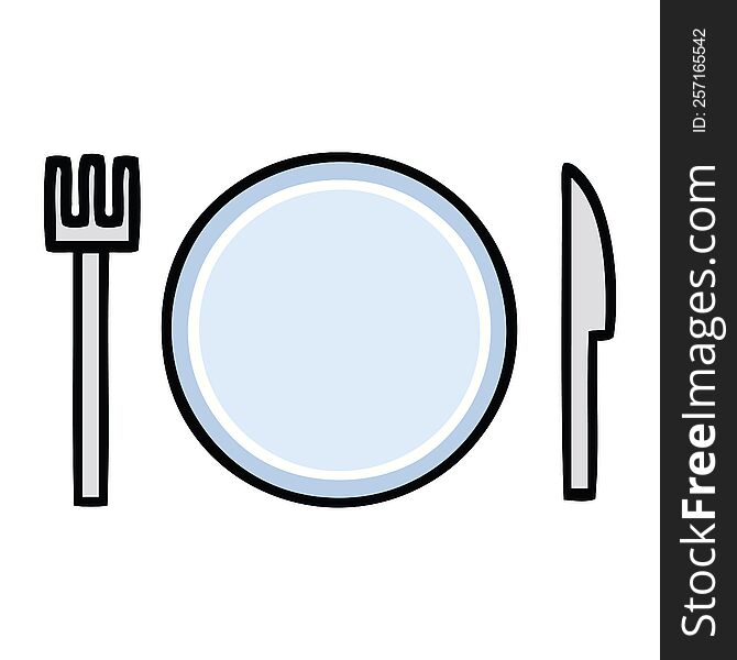 Cute Cartoon Plate And Cutlery