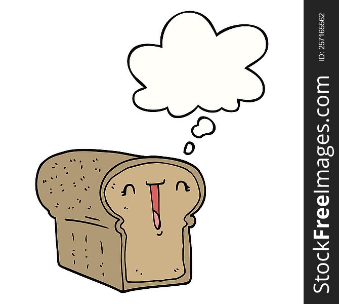 cute cartoon loaf of bread with thought bubble