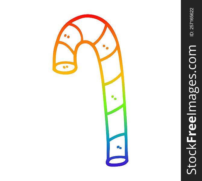 Rainbow Gradient Line Drawing Cartoon Xmas Candy Cane