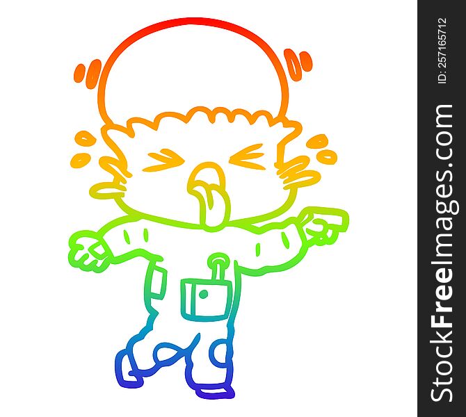 Rainbow Gradient Line Drawing Weird Cartoon Alien Pointing