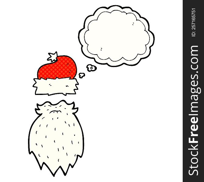 freehand drawn thought bubble cartoon santa hat and beard