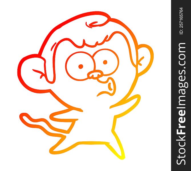 Warm Gradient Line Drawing Cartoon Surprised Monkey