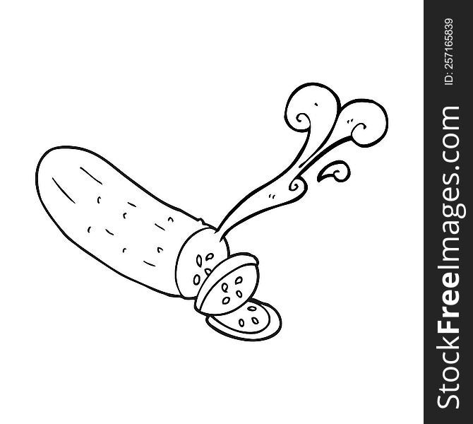 Black And White Cartoon Sliced Cucumber