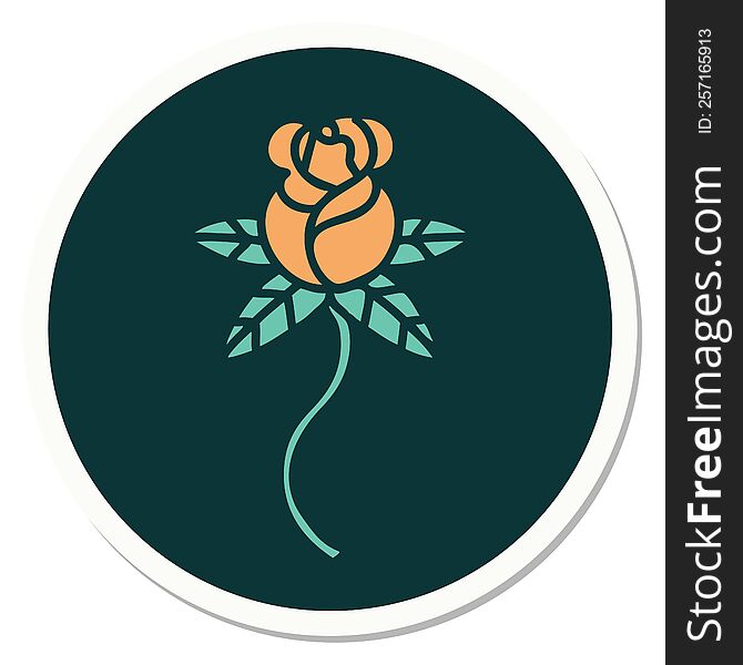 Tattoo Style Sticker Of A Rose