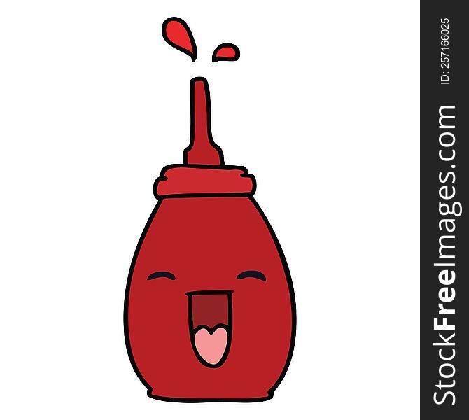 hand drawn quirky cartoon happy red sauce. hand drawn quirky cartoon happy red sauce