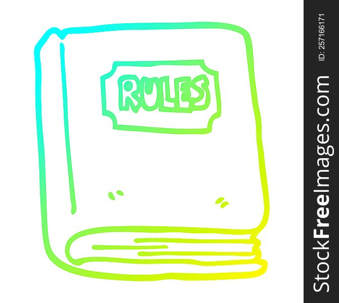 cold gradient line drawing of a cartoon rule book