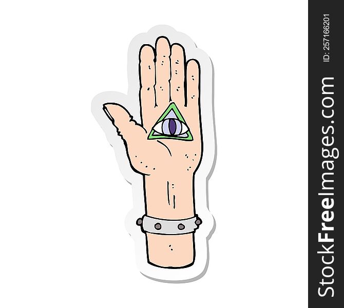 Sticker Of A Cartoon Spooky Hand Symbol