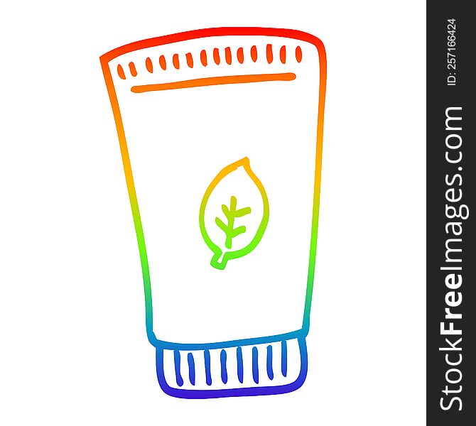 Rainbow Gradient Line Drawing Cartoon Of Moisturiser