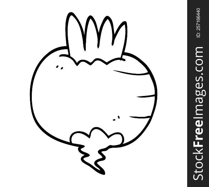 Line Drawing Cartoon Turnip